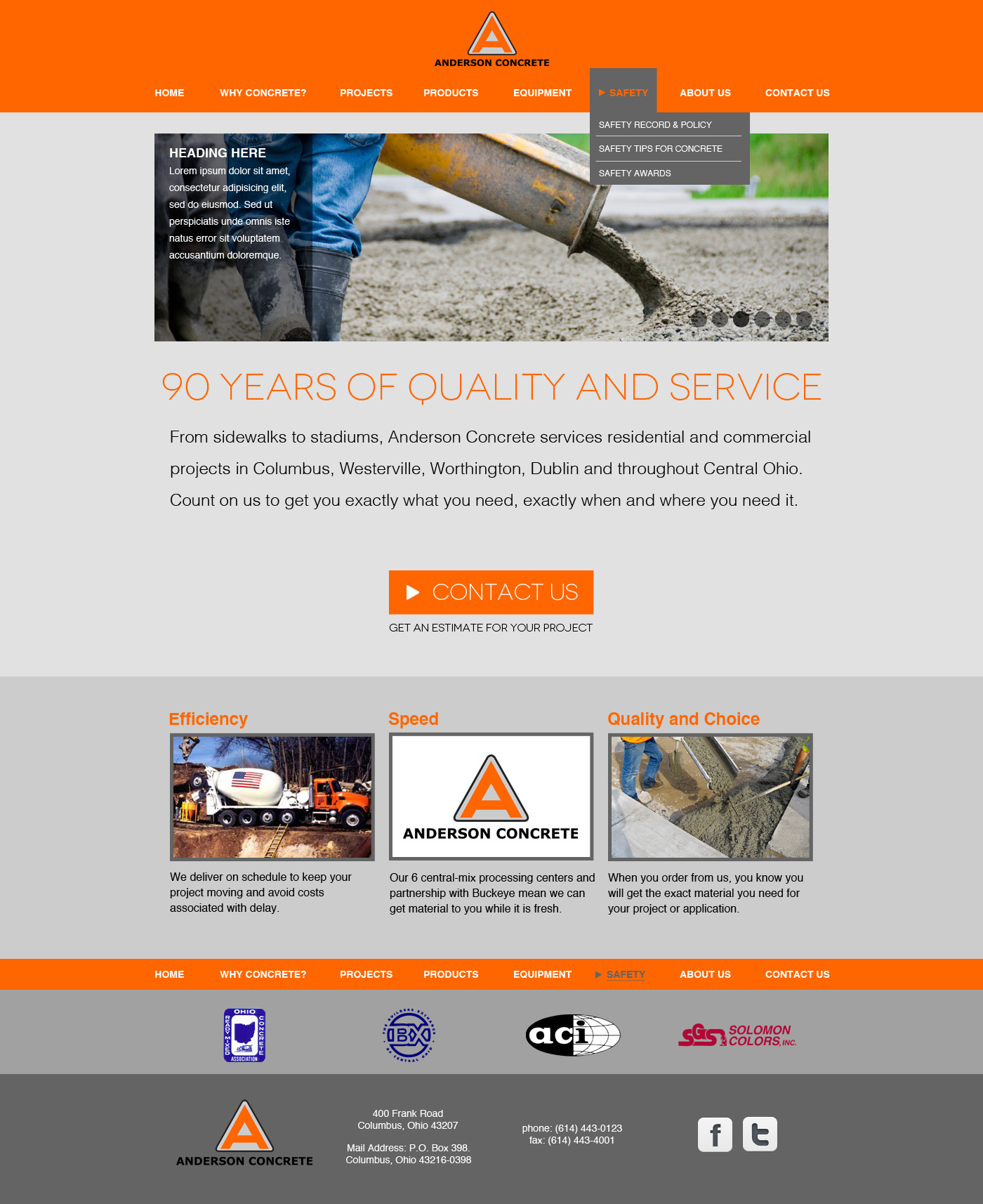 Anderson Concrete website redesign home comp